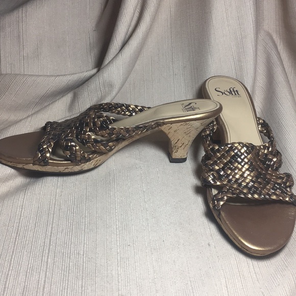 Sofft NWOT leather cork heel sandals - Picture 1 of 7